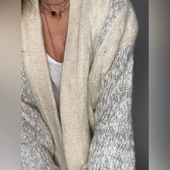 Amazing vintage mohair blend slouchy warm neutral cream coloured open cardigan - Picture 10 of 13